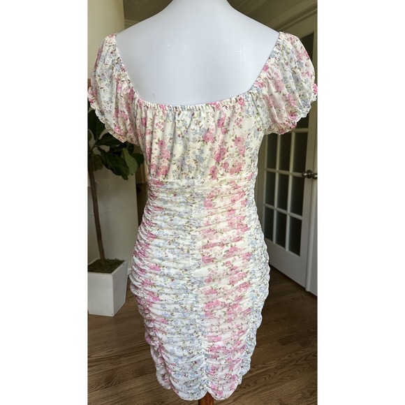 Madden NYC Sweetheart Cut-Out Bodycon Ruched Dress Floral Country Western Size M - Picture 6 of 8